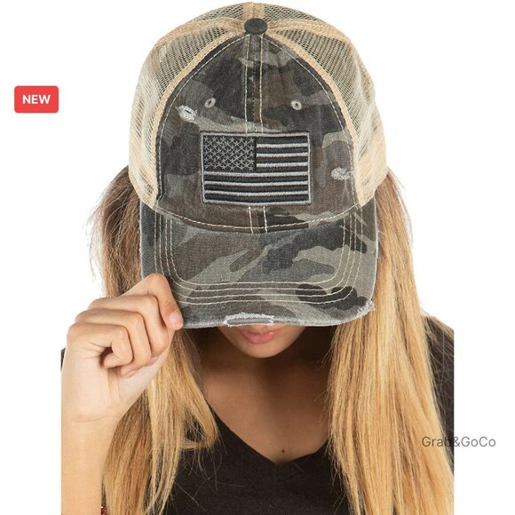 55% Cotton 45% Polyester Distressed Trucker Hat Snapback Adjustable 51bOW80RJ6L._AC_SY350_QL65_.jpg main image 3